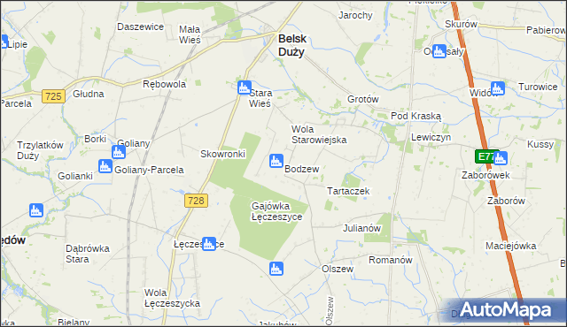 mapa Bodzew, Bodzew na mapie Targeo