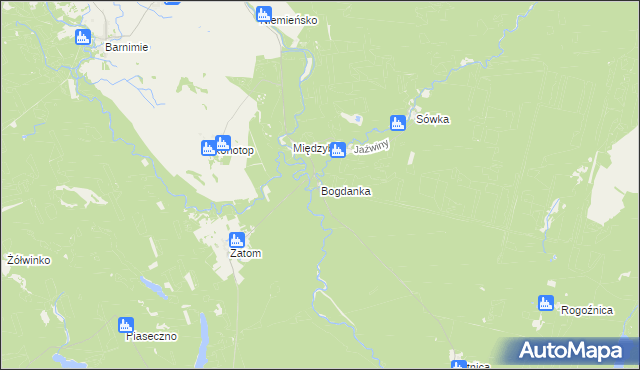 mapa Bogdanka gmina Drawno, Bogdanka gmina Drawno na mapie Targeo