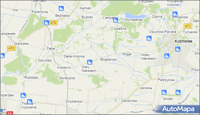 mapa Bogdanów gmina Koźminek, Bogdanów gmina Koźminek na mapie Targeo