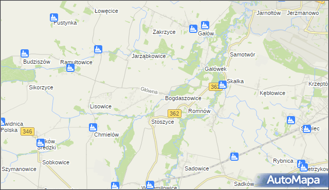 mapa Bogdaszowice, Bogdaszowice na mapie Targeo