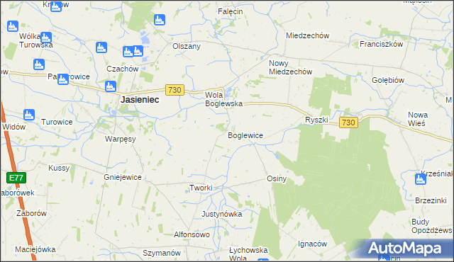 mapa Boglewice, Boglewice na mapie Targeo