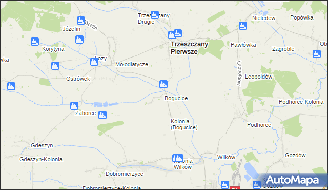mapa Bogucice gmina Trzeszczany, Bogucice gmina Trzeszczany na mapie Targeo
