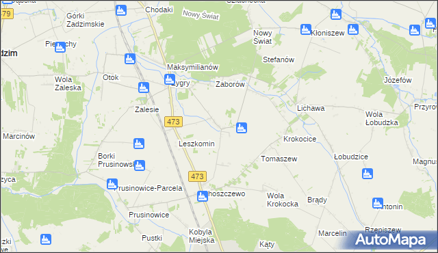 mapa Bogucice gmina Zadzim, Bogucice gmina Zadzim na mapie Targeo