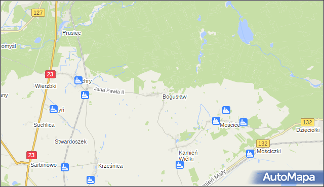 mapa Bogusław gmina Dębno, Bogusław gmina Dębno na mapie Targeo