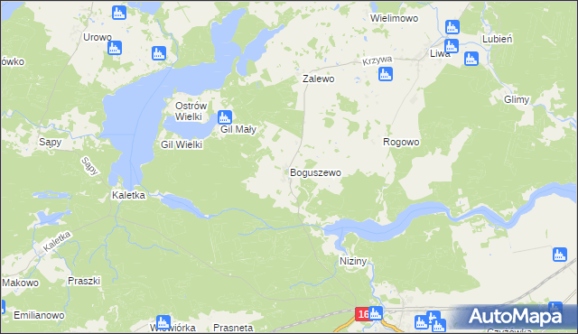 mapa Boguszewo gmina Miłomłyn, Boguszewo gmina Miłomłyn na mapie Targeo