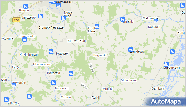 mapa Boguszki gmina Wizna, Boguszki gmina Wizna na mapie Targeo