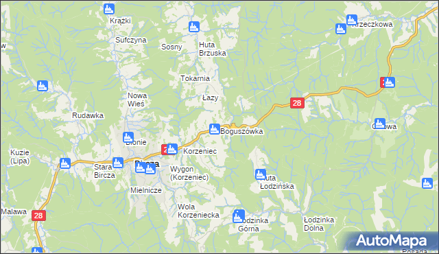 mapa Boguszówka gmina Bircza, Boguszówka gmina Bircza na mapie Targeo