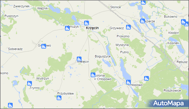 mapa Boguszyce gmina Krzęcin, Boguszyce gmina Krzęcin na mapie Targeo