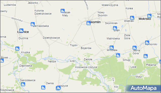 mapa Bojanów gmina Skomlin, Bojanów gmina Skomlin na mapie Targeo