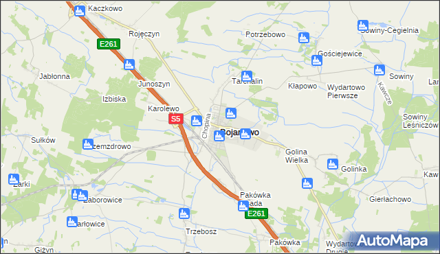 mapa Bojanowo powiat rawicki, Bojanowo powiat rawicki na mapie Targeo