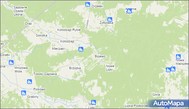 mapa Bojewo, Bojewo na mapie Targeo