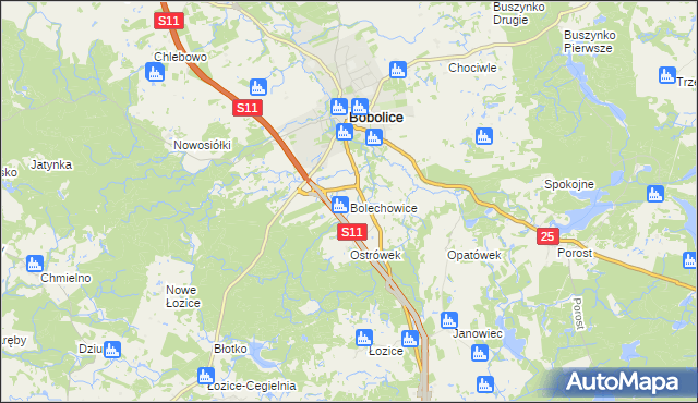 mapa Bolechowice gmina Bobolice, Bolechowice gmina Bobolice na mapie Targeo