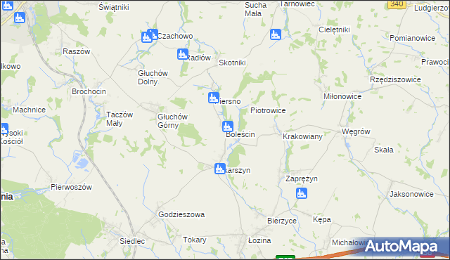 mapa Boleścin gmina Trzebnica, Boleścin gmina Trzebnica na mapie Targeo