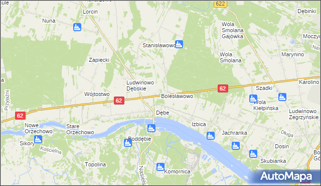 mapa Bolesławowo gmina Serock, Bolesławowo gmina Serock na mapie Targeo