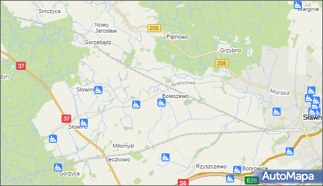 mapa Boleszewo, Boleszewo na mapie Targeo