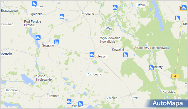 mapa Boleszyn gmina Grodziczno, Boleszyn gmina Grodziczno na mapie Targeo