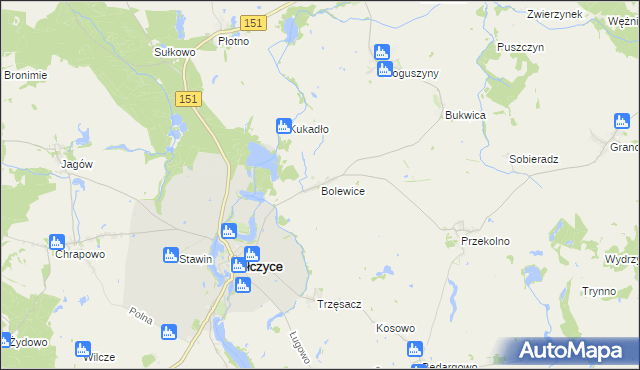 mapa Bolewice gmina Pełczyce, Bolewice gmina Pełczyce na mapie Targeo