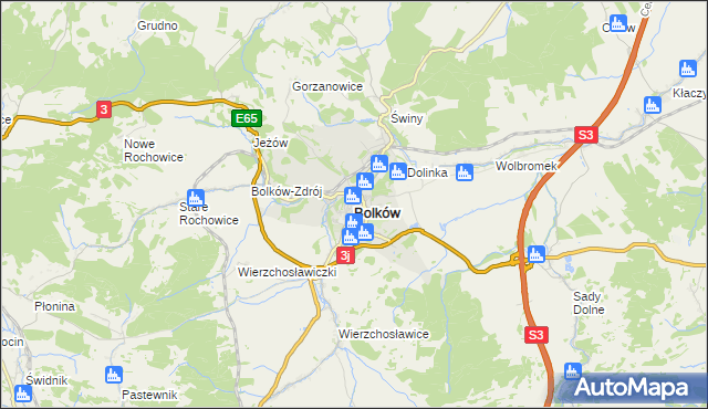 mapa Bolków powiat jaworski, Bolków powiat jaworski na mapie Targeo