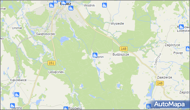 mapa Bonin gmina Łobez, Bonin gmina Łobez na mapie Targeo