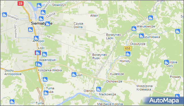 mapa Boratyniec Ruski, Boratyniec Ruski na mapie Targeo