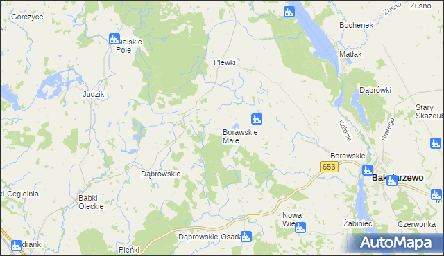 mapa Borawskie Małe, Borawskie Małe na mapie Targeo