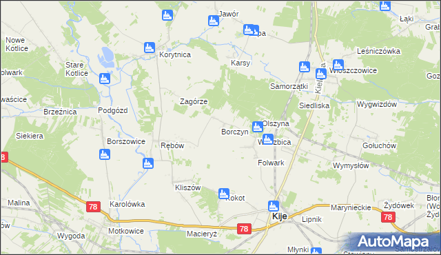 mapa Borczyn, Borczyn na mapie Targeo