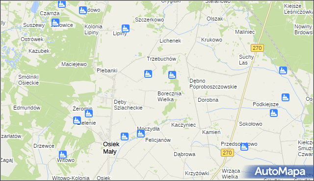 mapa Borecznia Wielka, Borecznia Wielka na mapie Targeo