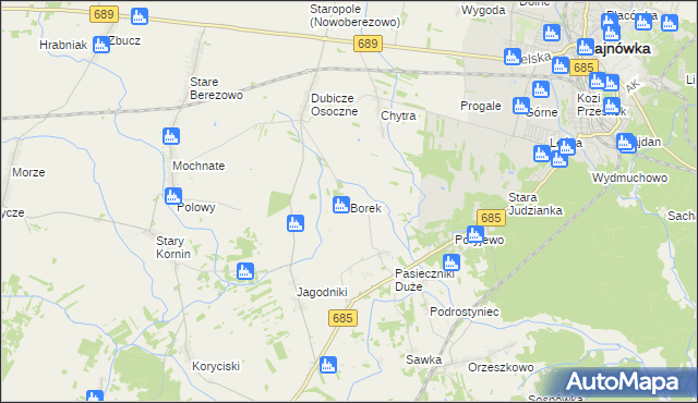 mapa Borek gmina Hajnówka, Borek gmina Hajnówka na mapie Targeo