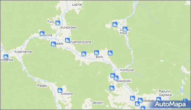 mapa Borki gmina Gródek, Borki gmina Gródek na mapie Targeo