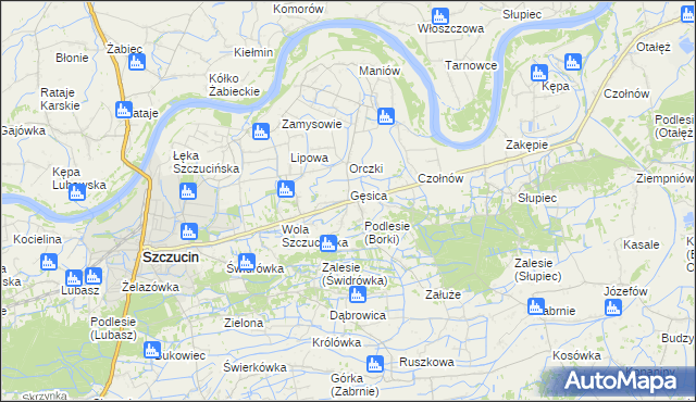 mapa Borki gmina Szczucin, Borki gmina Szczucin na mapie Targeo