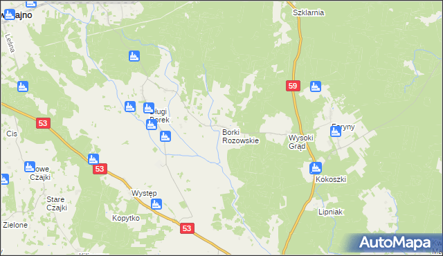 mapa Borki Rozowskie, Borki Rozowskie na mapie Targeo