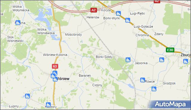 mapa Borki-Sołdy, Borki-Sołdy na mapie Targeo