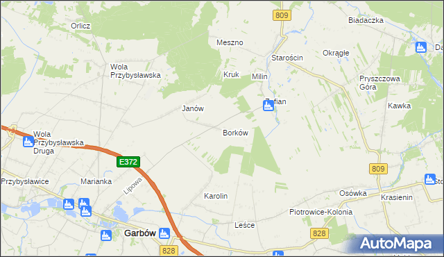 mapa Borków gmina Garbów, Borków gmina Garbów na mapie Targeo