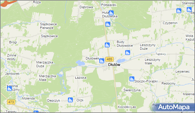 mapa Borkowice gmina Dłutów, Borkowice gmina Dłutów na mapie Targeo