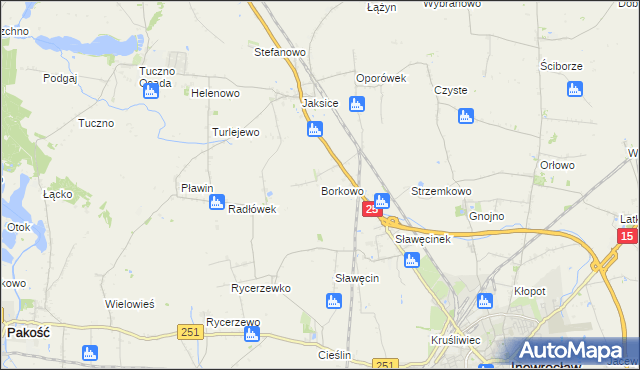 mapa Borkowo gmina Inowrocław, Borkowo gmina Inowrocław na mapie Targeo