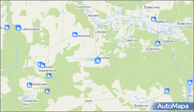 mapa Borkowo gmina Malechowo, Borkowo gmina Malechowo na mapie Targeo