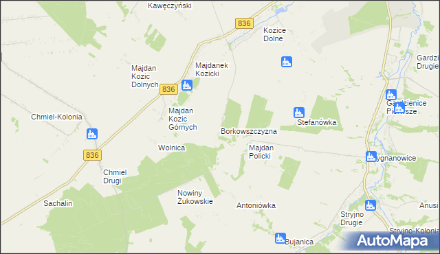 mapa Borkowszczyzna, Borkowszczyzna na mapie Targeo