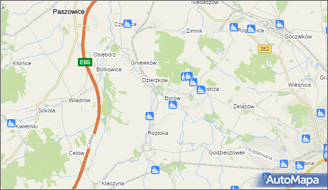 mapa Borów gmina Dobromierz, Borów gmina Dobromierz na mapie Targeo