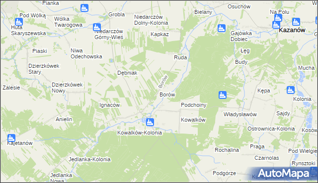 mapa Borów gmina Kazanów, Borów gmina Kazanów na mapie Targeo