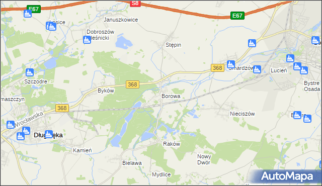 mapa Borowa gmina Długołęka, Borowa gmina Długołęka na mapie Targeo
