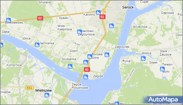 mapa Borowa Góra gmina Serock, Borowa Góra gmina Serock na mapie Targeo