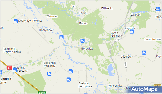 mapa Borowica gmina Łopiennik Górny, Borowica gmina Łopiennik Górny na mapie Targeo