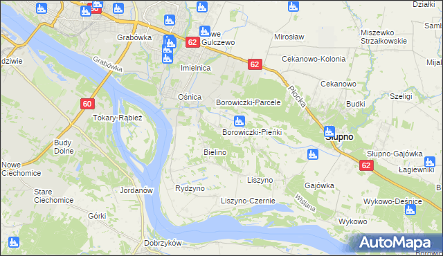 mapa Borowiczki-Pieńki, Borowiczki-Pieńki na mapie Targeo