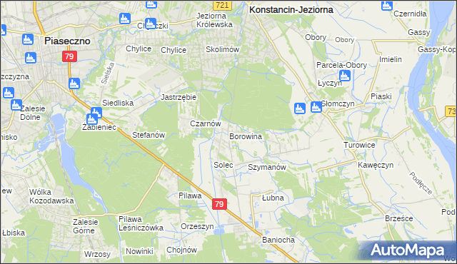 mapa Borowina gmina Konstancin-Jeziorna, Borowina gmina Konstancin-Jeziorna na mapie Targeo