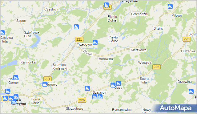 mapa Borowina gmina Przywidz, Borowina gmina Przywidz na mapie Targeo