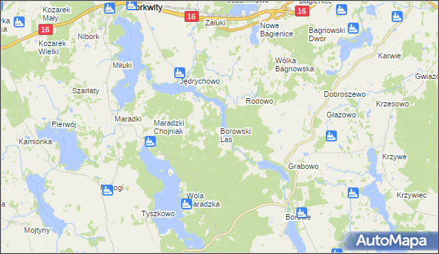 mapa Borowski Las, Borowski Las na mapie Targeo