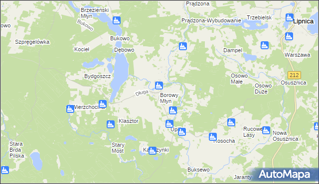 mapa Borowy Młyn gmina Lipnica, Borowy Młyn gmina Lipnica na mapie Targeo