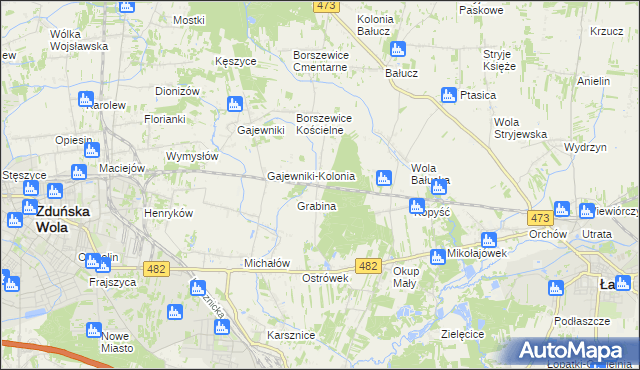 mapa Borszewice Kolejowe, Borszewice Kolejowe na mapie Targeo