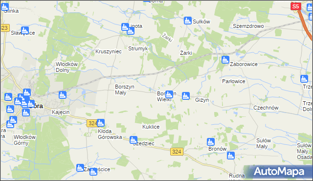 mapa Borszyn Wielki, Borszyn Wielki na mapie Targeo