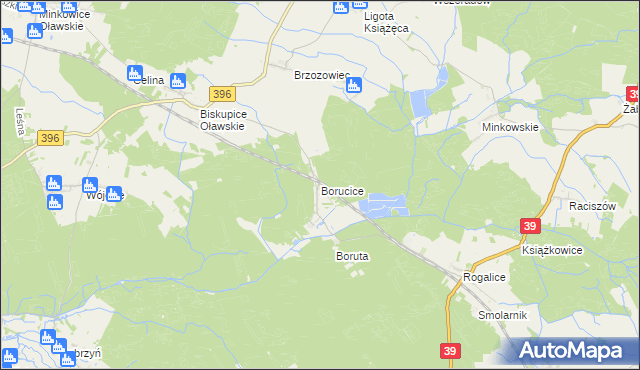 mapa Borucice gmina Lubsza, Borucice gmina Lubsza na mapie Targeo